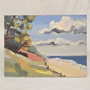 Beachside Original Oil On Board Approx 6x8